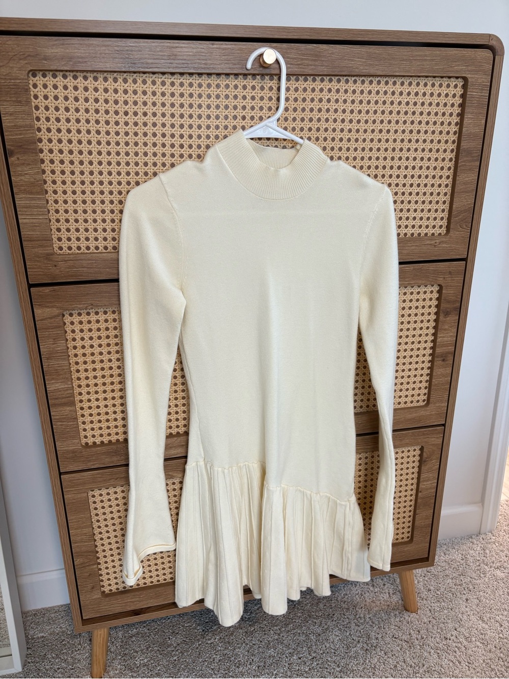 Meshki Cream Long-Sleeve Pleated Mini Dress - Picture 2 of 2